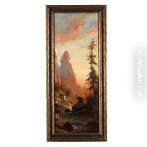 Western Landscape With Bear by Edward Hill