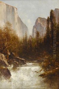 View Of Bridal Veil Falls, Yosemite Valley by Thomas Hill