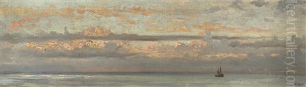Boat On Calm Seas At Dusk - view 1