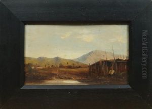 Shack In A Mountain Landscape by Thomas Hill