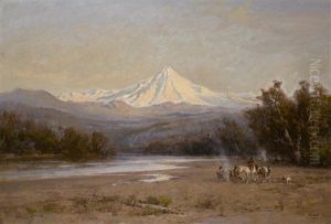 Indians With Mount Shasta In The Distance by Thomas Hill