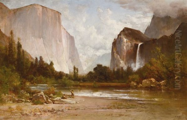Indians Fishing In Yosemite - view 1