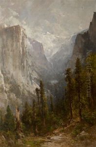El Capitan With Clouds Rest Beyond, Yosemite by Thomas Hill