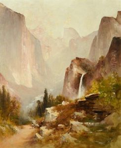 Bridal Veil Falls - Yosemite by Thomas Hill