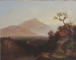 California Mountain Landscape With Lake And Waterfall by Thomas Hill