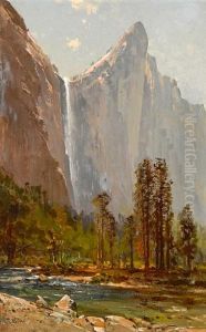 Bridalveil Fall And Leaning Tower by Thomas Hill