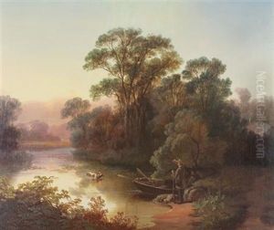 River Scene With Hunters