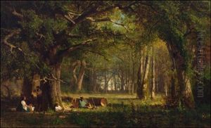 Woods At Fontainebleau by Thomas Hill