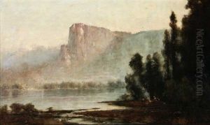 Landscape With Figures Camping Near Lake