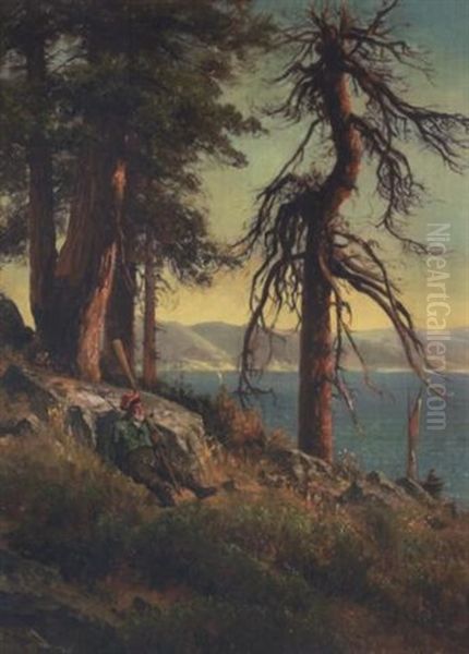 Lake Tahoe (a Man With An Oar Sitting On A Bluff) - view 1