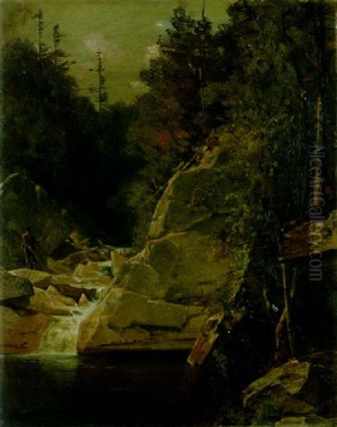 Fishing In A Mountain Stream - view 1