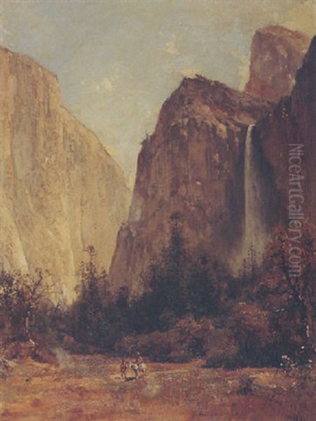 Figures Near Bridal Veil Falls, Yosemite - view 1