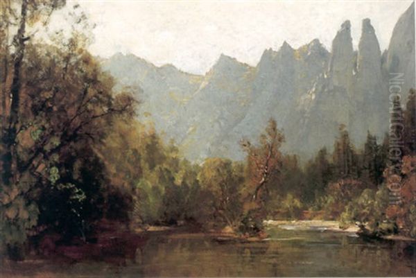 Cathedral Spires From Along The Merced, Yosemite Valley - view 1