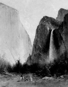 Indian Encampment Before Bridal Veil Falls, Yosemite Valley by Thomas Hill