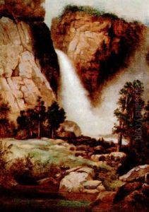 Western Landscape With Waterfall by Thomas Hill
