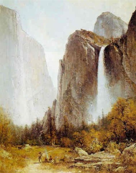 Indian Encampment Beneath Bridal Veil Falls - view 1