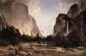 Fishing On The Merced River, Yosemite Valley by Thomas Hill