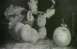 Still Life With Plums, Apple Berries by Thomas Hill