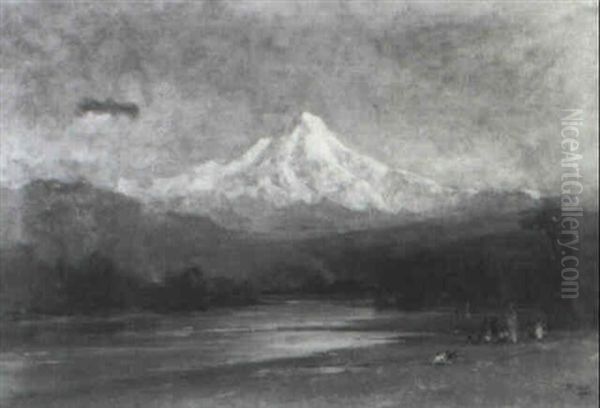 Indian Emcampment At The Foot Of Mount Hood - view 1