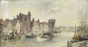 Hafenstadt Im Norden Mit Segel- Und Dampfschiffen by Heinrich Hiller