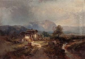 Romantische Landschaft by Heinrich Hiller