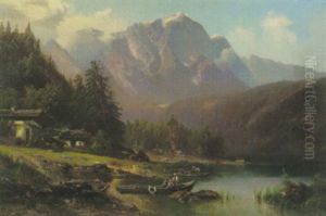 Alpensee Mit Blick Auf Ein Bergmassiv (zugspitze?)