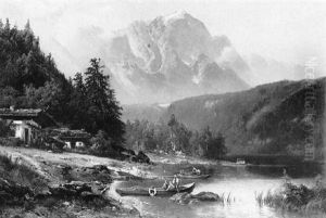 Gebirgslandschaft Mit See by Heinrich Hiller