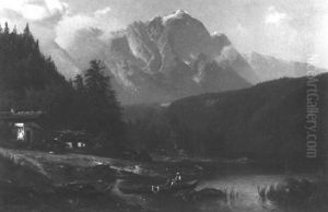 Aufbruch Zu Einer Ruderpartie Auf Einem Alpensee Aufbruch Zu Einer Ruderpartie Auf Einem Alpensee