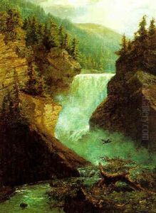Wasserfall Im Gebirgstal by Heinrich Hiller