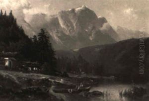 Alpine Landscape With Boaters Alpine Landscape With Boaters