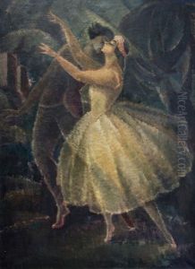 Ballett Tanzendes Paar Vor Landschaft. Ol Auf Leinwand. In Ol Unten Links Signiert. Ballett Tanzendes Paar Vor Landschaft. Ol Auf Leinwand. In Ol Unten Links Signiert.