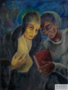 Zwei Heilige Mit Einem Buch by Maria Hiller-Foell
