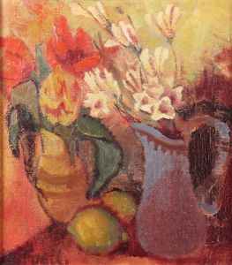 Stillleben Mit Blumen Und Zitronen by Maria Hiller-Foell