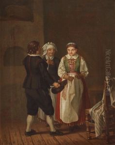 En Skansk Bonde, Tvenne Qvinnor by Pehr Hillestroem
