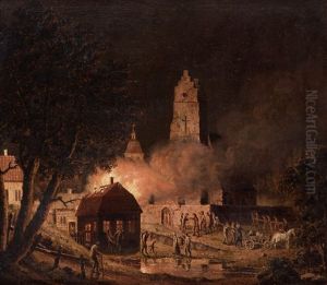 Eldsvada I Kyrkby (sydsvenskt Motiv) by Pehr Hillestroem