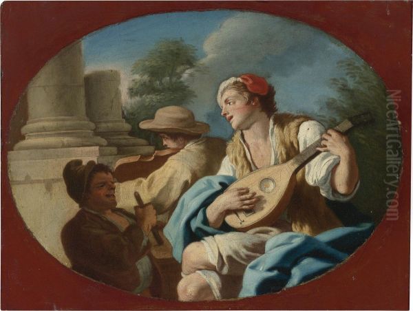 A Young Lady Playing A Tambourine - view 1