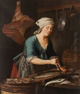 En Qvinna Som Ransar Fisk (a Woman Who Cleans The Fish) by Pehr Hillestroem