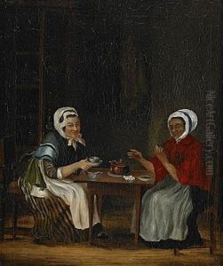 Interior Med Kaffedrickande Fruntimmer by Pehr Hillestroem