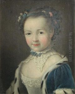 Portrait Of A Young Lady, In A Blue Cloak Trimmed With Ermine