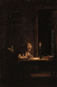 En Gasse Skrifver Vid Ljus by Pehr Hillestroem