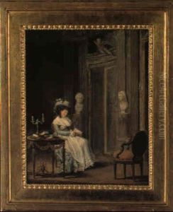 Interior Med Kvinna Som Sitter Och Slumrar by Pehr Hillestroem