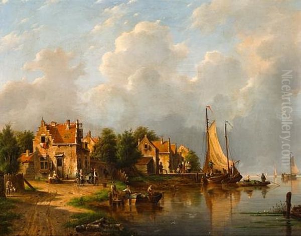 A River Scene With A Fishing Village - view 1