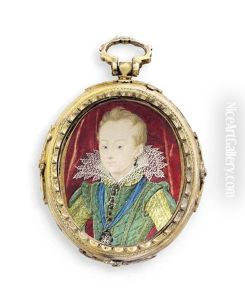 King Charles I (1600-1649), When Duke Of York, As A Boy, In Green Doublet Slashed To Reveal Gold, With Gold Piping And Jewelled Buttons