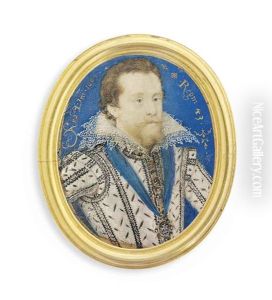 King James I Of England And Vi Of Scotland (1566-1625), In White Doublet, Slashed On Bodice And Sleeves To Reveal Black, Jewel-set Gold Buttons