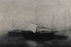 Fishing Barges At Anchor: A Mediterranean View by William Henry Hilliard