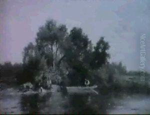 Flusslandschaft Mit Wascherinnen by William Henry Hilliard