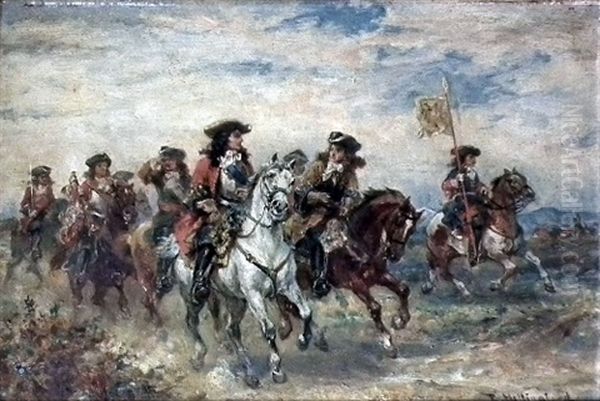 A Troop Of Royalists On Horseback - view 1
