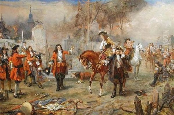 The Duke Of Marlborough Greets Prince Eugene After Their Victory At Blenheim - view 1