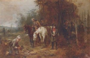 Napoleon And His Troops Resting by Robert Alexander Hillingford