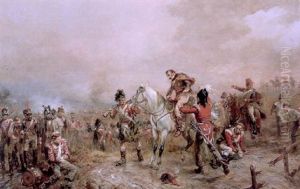 The Field At Waterloo (the Lord Uxbridge, Afterwards Marquis Of Anglesey) With The Duke Of Wellington In The Distance by Robert Alexander Hillingford
